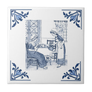 Carreau Toast de cuisine vintage et Delft de thé bleu et b