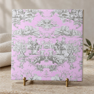 Carreau Toile de Jouy Fleurie Rose Vintage Monogramme du L