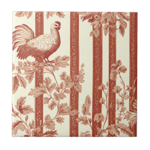 Carreau Toile de Jouy Florale Vintage avec Poule (10)
