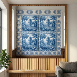 Carreau Toile De Jouy française pastorale vintage pour déc