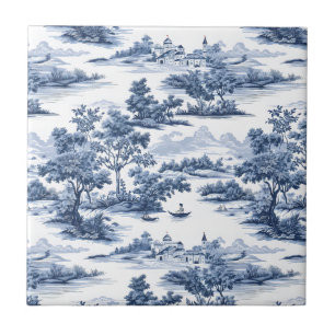 Carreau Toile de jouy, porcelaine bleue, porcelaine, saule