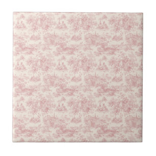 Carreau Toile de Jouy rose romantique Motif Campagne (4)