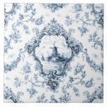 Carreau Toile florale gravée avec moulin à vent et bateaux<br><div class="desc">Elégant classique gravé bleu et blanc motif de toile florale avec vignettes moulin et voilier dans des médaillons Rococo ornés avec des guirlandes de roses et de vignes tourbillonnantes. Le motif est transparent et peut être mis à niveau vers le haut ou vers le bas.</div>
