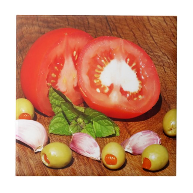 Carreau tomate aux olives farcies et à l'ail (Devant)