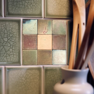 Carreau Tonalité Terre marbrée en mosaïque Ensemble de 9 C