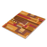 Carreau Tons de la Terre rouge brun motif<br><div class="desc">Formes géométriques rayées rouges et brunes inspirées des tons terre du centre rouge de l'Australie. Conception par Sarah Trett.</div>