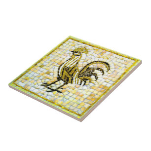 Carreau Tons de poulet en mosaïque jaune, blanc et noir