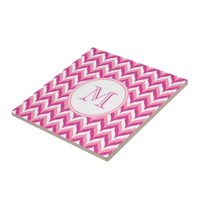 Carreau Tons Rose Et Blanc Zigzag Chevron Motif (Côté)