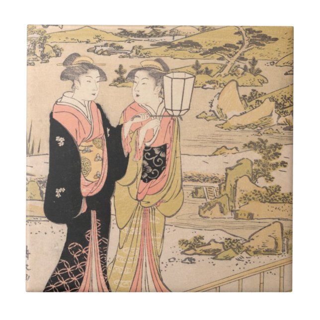 Carreau Torii Kiyonaga deux femmes dans un art de Japonais (Devant)