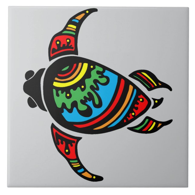 Carreau Tortue abstraite colorée (Devant)