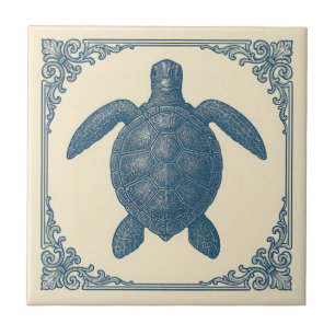 Carreau Tortue bleue marine vintage