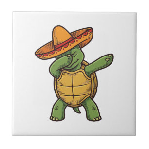 Carreau Tortue Dabbing Sombrero Design Vectoriel Vintage_1