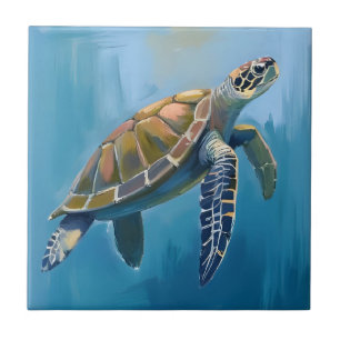 Carreau Tortue de mer Animal marin Aquarelle