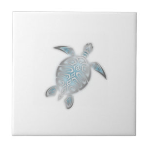 Carreau Tortue de mer argentée blanche tropicale maritime 