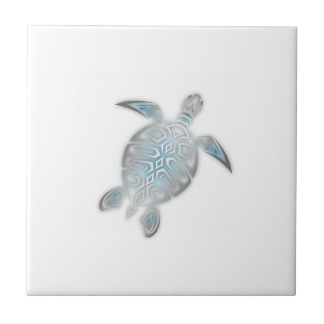 Carreau Tortue de mer argentée blanche tropicale maritime  (Devant)