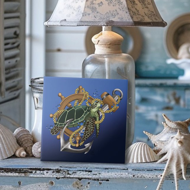Carreau Tortue de mer bleu vert (Créateur téléchargé)
