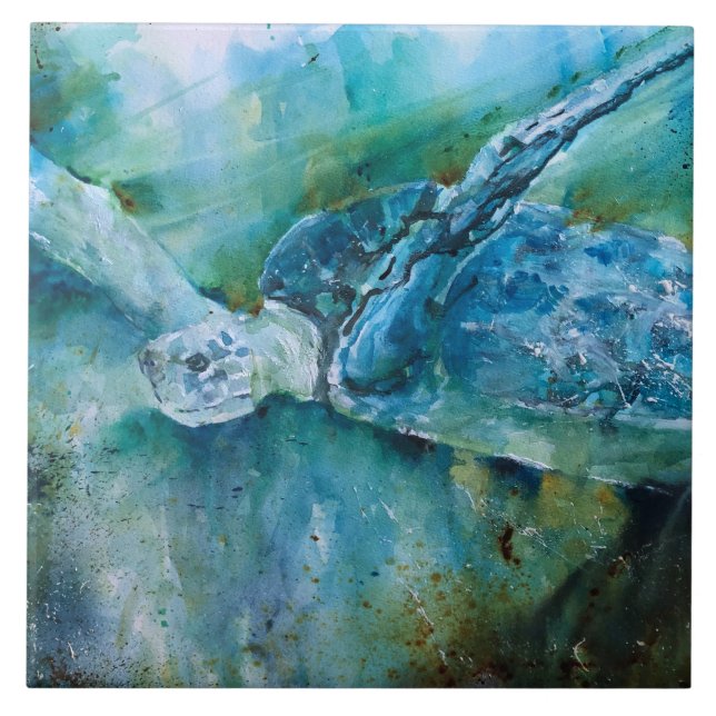Carreau Tortue de mer en céramique (Devant)