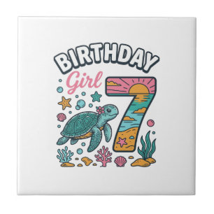 Carreau Tortue de mer fille d'anniversaire 7e anniversaire