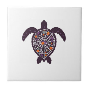 Carreau Tortue de mer Halloween Toile d'araignée Citrouill
