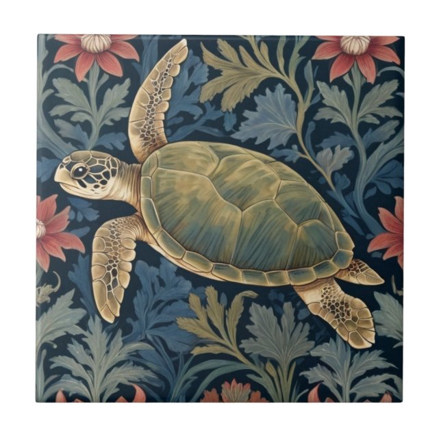 Carreau Tortue de mer William Morris style Hawaiian Tropic (Devant)