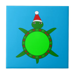 Carreau Tortue de Noël mignonne avec coquille de fleurs