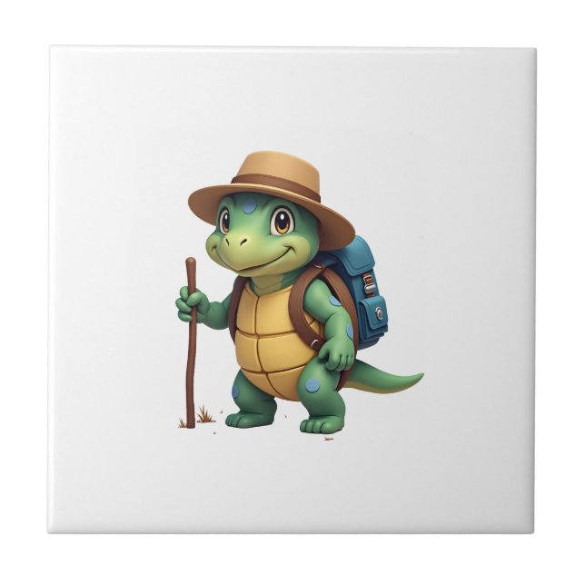 Carreau Tortue Drôle Graphique de Randonnée Camping Amateu (Devant)
