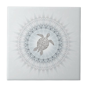Carreau Tortue Et Mandala Taupe Bleu Grisâtre