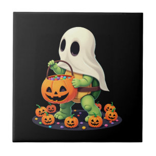 Carreau Tortue fantôme mignonne d'Halloween avec des bonbo