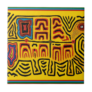 Carreau Tortue marchant de la tribu indienne Kuna