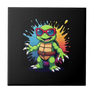 Carreau Tortue Mignonne Portant Des Lunettes De Soleil Pei
