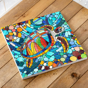 Carreau Tortue mosaïque colorée