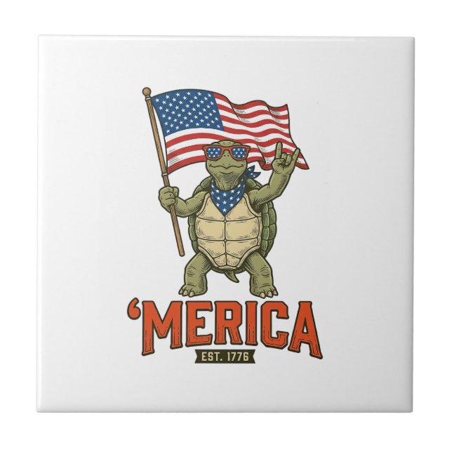 Carreau Tortue Patriotique ‘Merica Vintage Vector (Devant)
