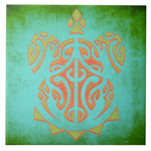 Carreau Tortue polynésienne Mango et Lime