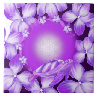 Carreau Tortue sacrée, Fleur de vie et design floral