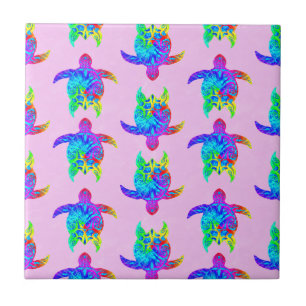 Carreau Tortues tribales de Pink Tie Dye Island