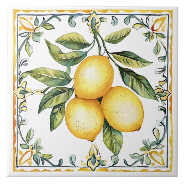 Carreau Toscane Rustique Méditerranéen Jaune Citron (Devant)