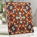Carreau Toscane Terracotta Bleu et or Floral<br><div class="desc">Apportez le charme de l'ancien à votre espace avec ce carrelage d'inspiration toscane peint à la main avec des motifs chauds en terre cuite, bleu foncé, jaune doré et fleuri et vigne. Le design artisanal complexe et la patine vieillie évoquent la beauté de l'artisanat italien traditionnel. Parfait pour les backsplashes,...</div>
