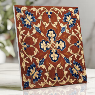 Carreau Toscane Terracotta Bleu et or Floral