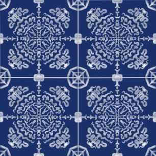 Carreau Totem bleu marine Mandala couleur blanche original