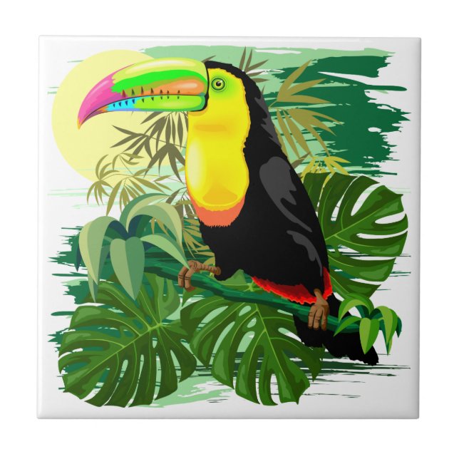 Carreau Toucan dans la forêt tropicale verte d'Amazonie (Devant)