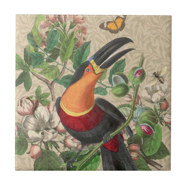 Carreau Toucan Jungle Tropical Bird Belle antique (Devant)