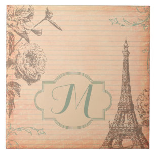 Carreau Tour Eiffel Paris France Monogram Display Tile