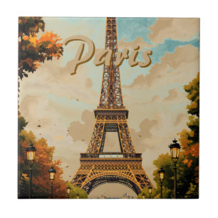 Carreau Tour Eiffel Paris Voyage Style Rétro Art Vintage