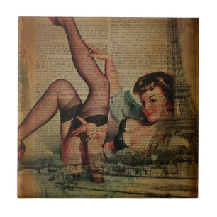 Carreau tour eiffel parisienne girly rétro fashionista