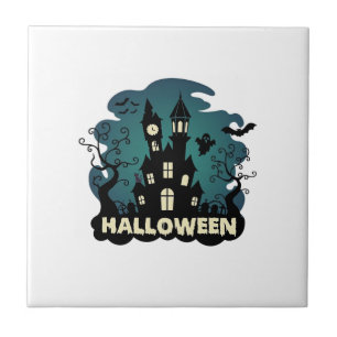 Carreau Tour horloge chauves-souris fantôme de la maison h