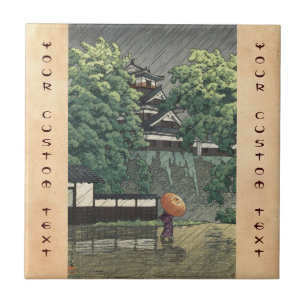 Carreau Tour Udo, Château de Kumamoto sous la pluie Kawase