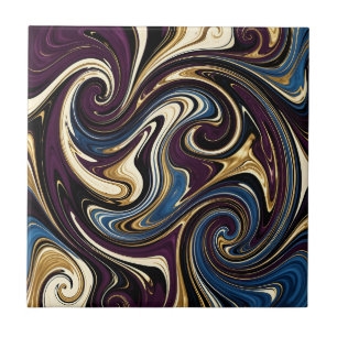 Carreau Tourbillon Marbré Violet Or Bleu Abstrait
