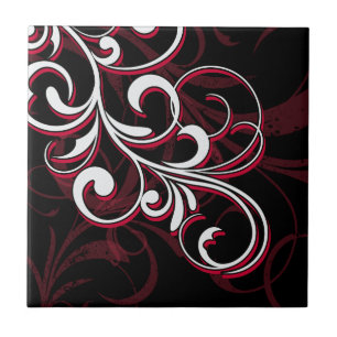Carreau Tourbillons Rouges et Blancs