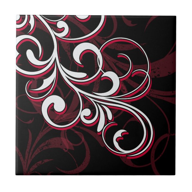 Carreau Tourbillons Rouges et Blancs (Devant)