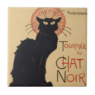 Carreau Tournée du Chat Noir Vintage Black Cat Art Nouveau